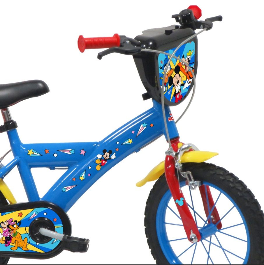 Bicicleta pentru copii Denver Disney Mickey Mouse Albastra 14 inch, inaltime utilizator 95-115 cm, roti gonflabile, frana de mana pe ambele roti, scaun si ghidon ajustabile, roti ajutatoare, suport si sticla de apa, clopotel - 2