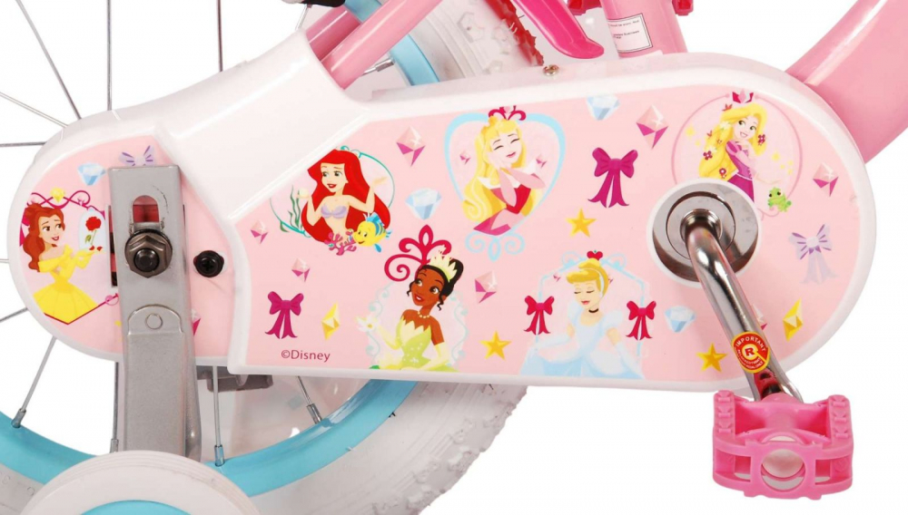 Bicicleta EL Disney Princess Pink ND 14 inch, roti gonflabile din cauciuc, roti ajutatoare, cosulet, scaun si ghidon ajustabile