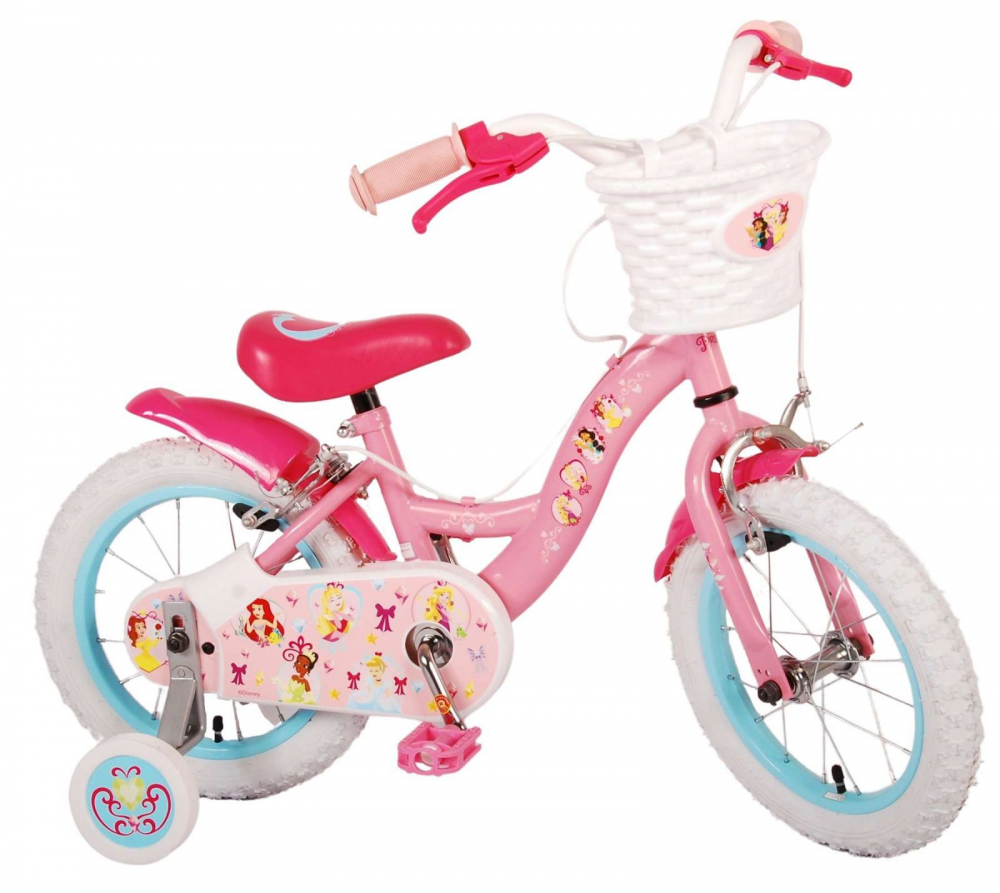 Bicicleta EL Disney Princess Pink ND 14 inch, roti gonflabile din cauciuc, roti ajutatoare, cosulet, scaun si ghidon ajustabile - 1