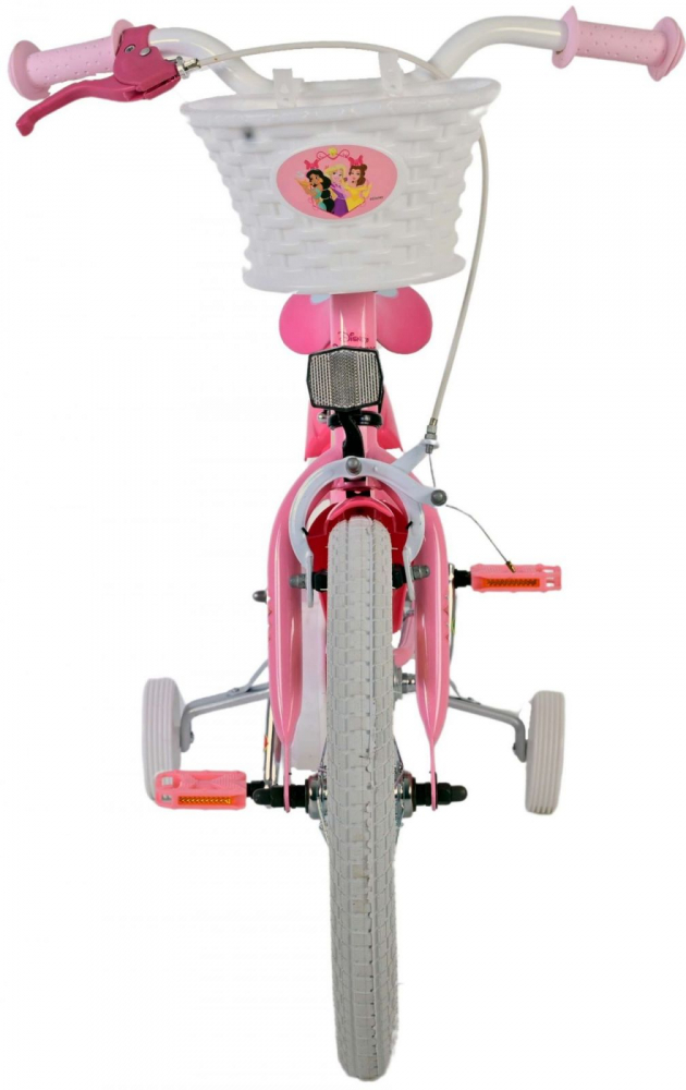 Bicicleta EL Disney Princess 16 inch cu frana spate butuc, roti gonflabile din cauciuc, cosulet, roti ajutatoare, scaun si ghidon ajustabile - 1