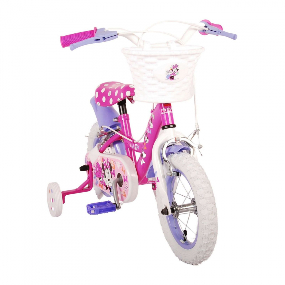 Bicicleta EL Minnie Mouse Cutest 12 inch, roti din cauciuc gonflabile, roti ajutatoare, scaun si ghidon ajustabile - 1