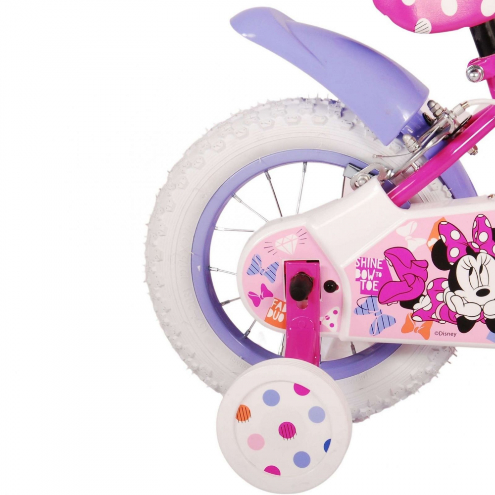 Bicicleta EL Minnie Mouse Cutest 12 inch, roti din cauciuc gonflabile, roti ajutatoare, scaun si ghidon ajustabile - 4