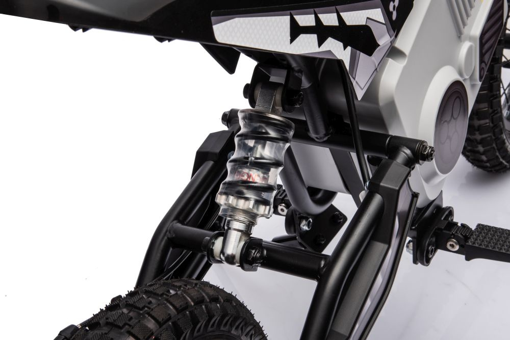 Motocicleta electrica pentru copii A9901 Black, cu suspensii, roti pneumatice, motor de 350W, baterie de 2x18V9Ah, viteza 8-15 kmh, franare automata la eliberarea pedalei de acceleratie, dimensiune 116 x 53 x 75 cm - 6