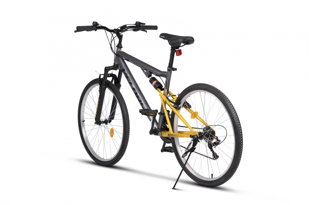 Bicicleta MTB-FS Velors Thunder V26205B GriGalben, roti 26 inch, schimbator spate Sunrun 7 viteze, manete schimbator Rotative 21 viteze, cadru full-suspension otel, frane V-Brake - 1