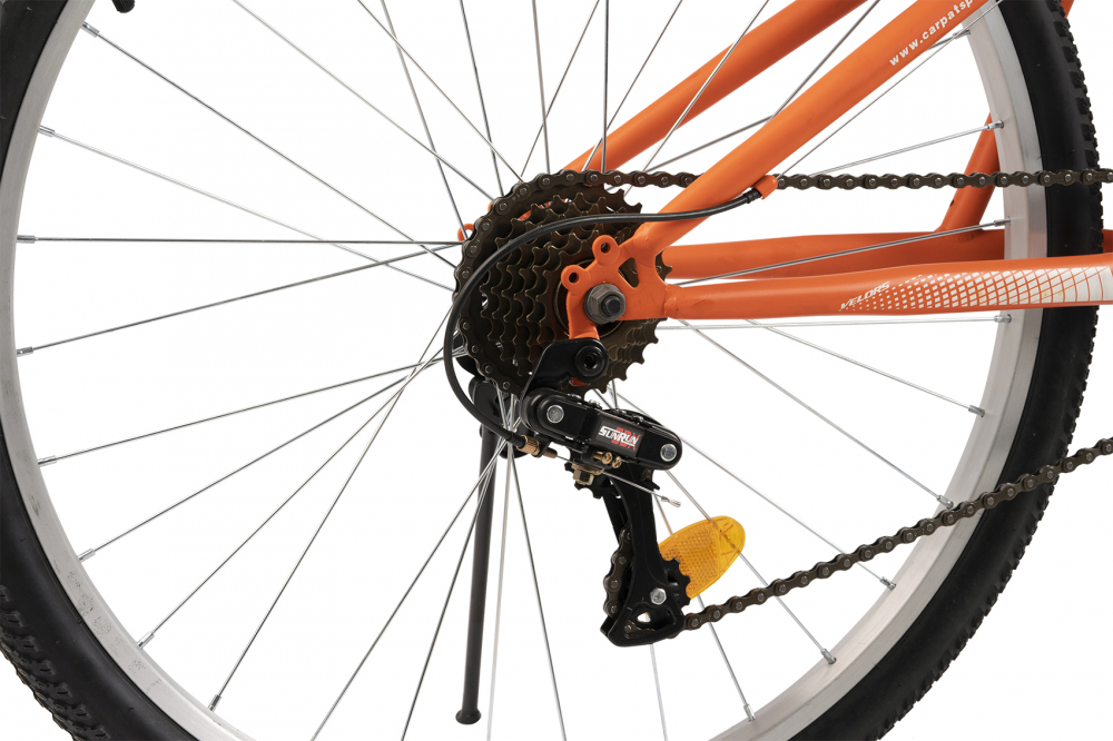 Bicicleta MTB-FS Velors Thunder V26205B VerdePortocaliu, roti 26 inch, schimbator spate Sunrun 7 viteze, Manete schimbator Rotative 21 viteze, cadru full-suspension otel, frane V-Brake - 3