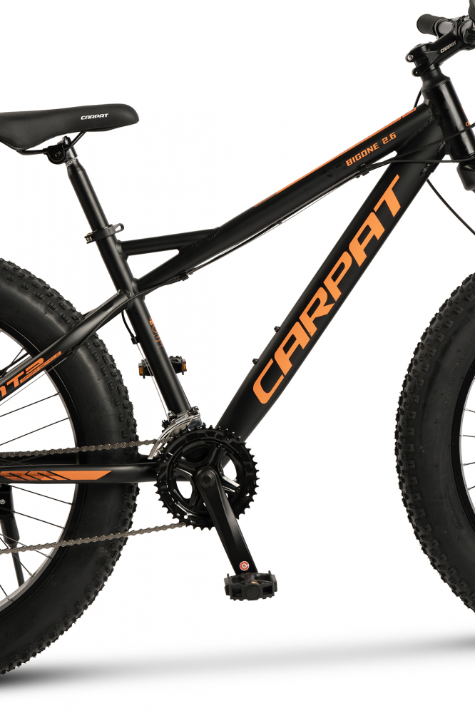 Bicicleta MTB-Fat Bike CARPAT Bigone C26278H, schimbator spate Shimano Altus, 16 viteze, roti 26 inch, frane Mecanice Disc, NegruPortocaliu - 3