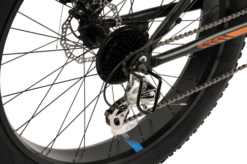 Bicicleta MTB-Fat Bike CARPAT Bigone C26278H, schimbator spate Shimano Altus, 16 viteze, roti 26 inch, frane Mecanice Disc, NegruPortocaliu - 4