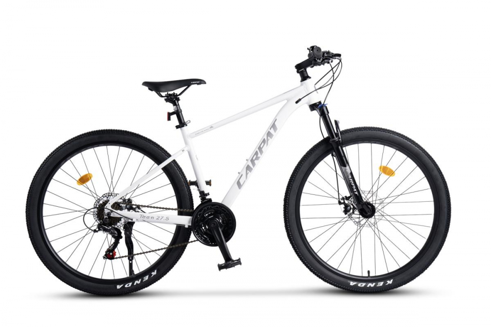 Bicicleta MTB-HT Carpat Pro Teen C26472A Albgri, roti 26 inch, cadru aluminiu, 21 viteze, echipare Shimano, frane disc mecanice, cabluri integrate