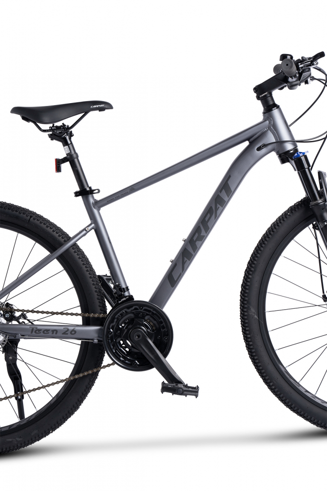 Bicicleta MTB-HT Carpat Pro Teen C27472A GriNegru, roti 27 inch, cadru aluminiu, 21 viteze, echipare Shimano, frane disc mecanice, cabluri integrate - 3