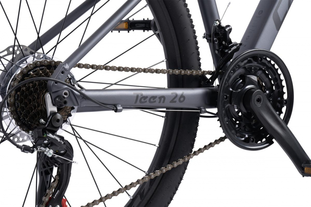 Bicicleta MTB-HT Carpat Pro Teen C27472A GriNegru, roti 27 inch, cadru aluminiu, 21 viteze, echipare Shimano, frane disc mecanice, cabluri integrate - 4