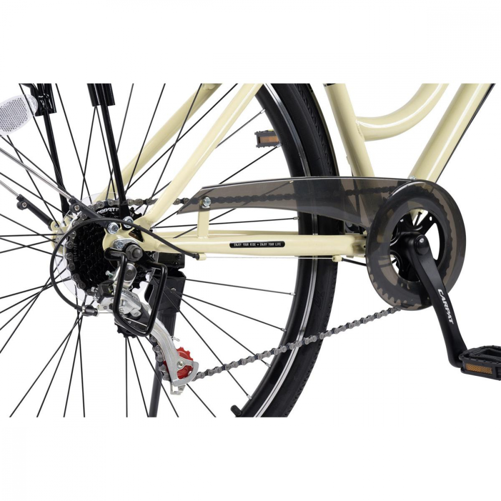 Bicicleta Trekking Carpat Altay C28262G BejNegru, roti 28 inch, echipare Shimano, 7 viteze, maneta rotativa, cos fata - 4