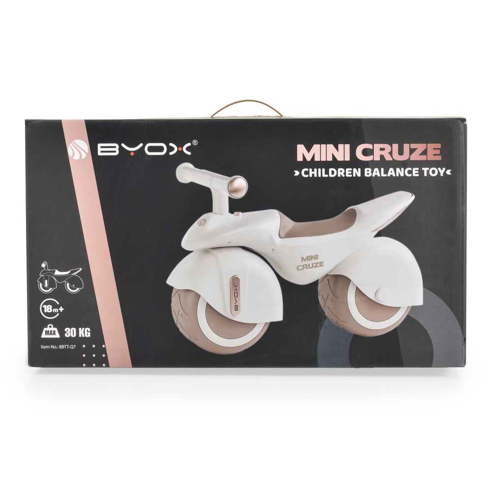 Bicicleta fara pedale Ride On Byox Mini Cruze Pink cu muzica, Roti EVA late si stabile cu rulment, Sezut ergonomic din piele, Design compact, Manere ergonomice, Recomandata de la 18 luni, Greutate admisa 30 kg - 1