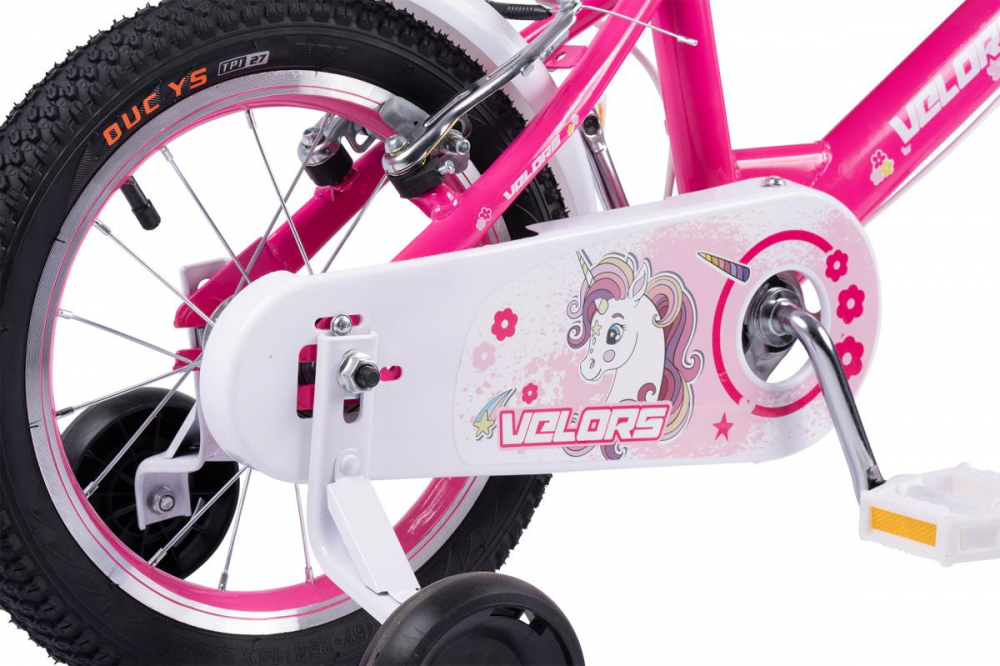 Bicicleta pentru copii 2-4 ani Velors V1202A Fucsia, Roti 12 Inch, Frane fataspate V-Brake, Roti ajutatoare - 4
