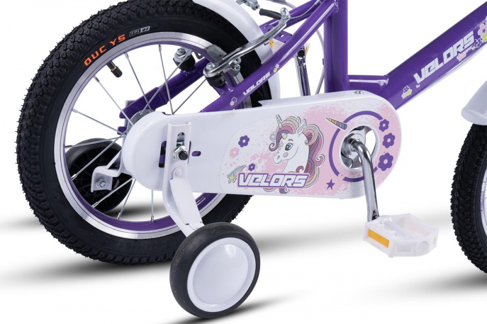 Bicicleta pentru copii 2-4 ani Velors V1202A Mov, Roti 12 Inch, Frane fataspate V-Brake, Roti ajutatoare - 3