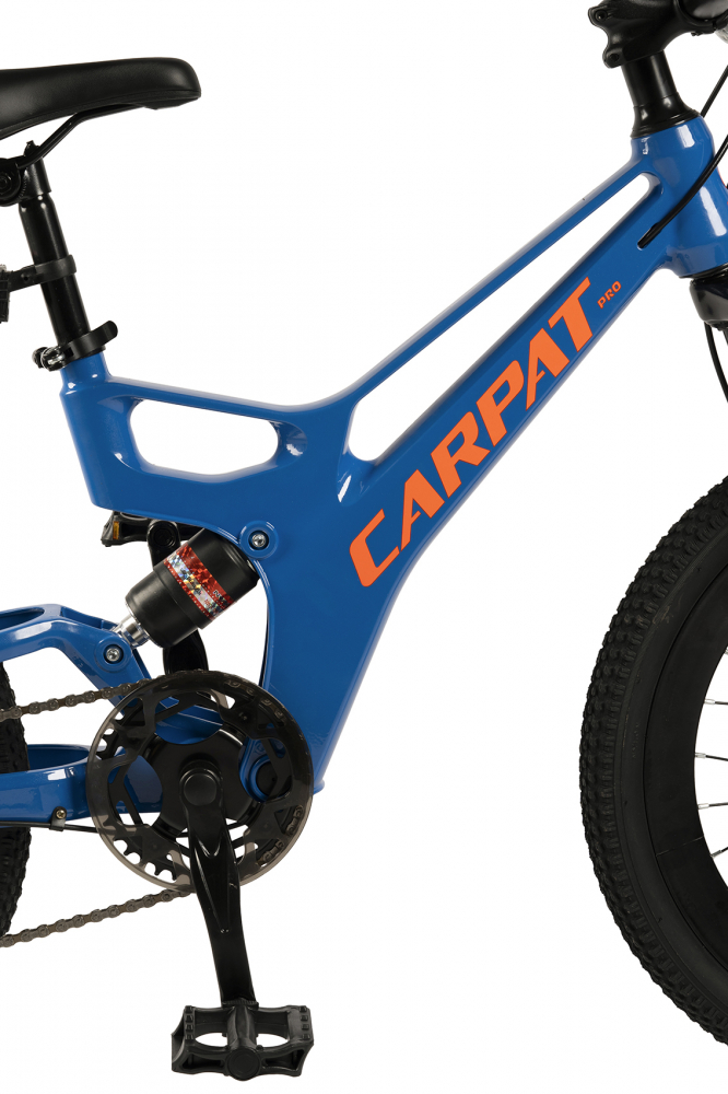 Bicicleta pentru copii MTB-FS Carpat C20344A AlbastruPortocaliu, roti 20 inch, Mountain Bike Full Suspension, Schimbator spate Shimano Tourney Sis 7 viteze, Schimbator fata Rotativ, Frana Disc fataspate, Cadru aluminiu - 2