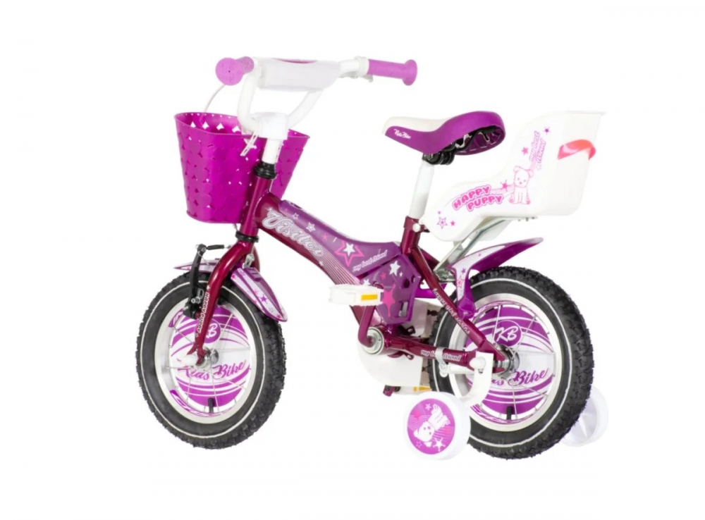 Bicicleta pentru copii Visitor Happy Puppy, roti 12 inch, v-brake, cadru otel 9 inch, cos si scaun papusi - 5