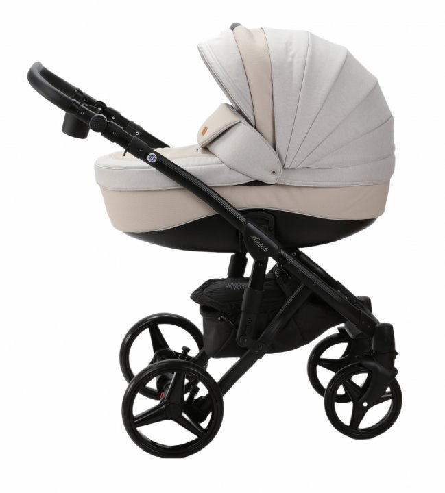 Carucior 3 in 1 pentru copii Adamex Barletta LinenEcoleather PS27 Atacama Sand, cu copertina reglabila, manere de transport, spatar reglabil, omologat R129 - 3 | YEO