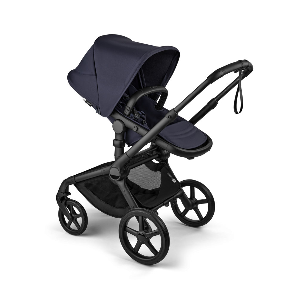 Carucior 2 in 1 Bugaboo Fox 5 Renew Black Deep Indigo cu maner reglabil, reversibil, suspensii, cadru din aluminiu - 1