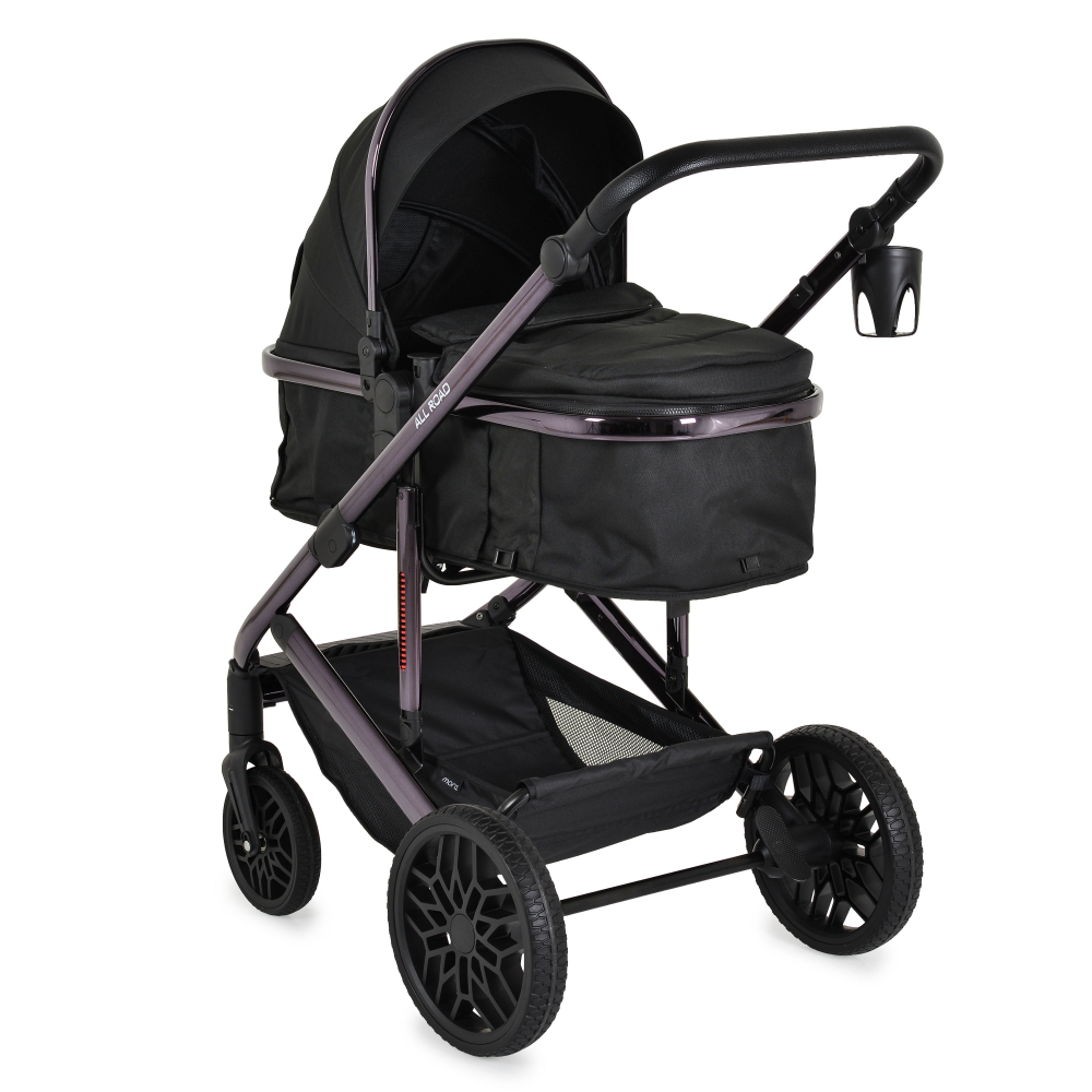 Carucior convertibil 2in1 Moni All Road Black cu Cadru din aluminiu galvanizat,Roti rezistente cu suspensii,Spatar reglabil,Maner reglabil 6 pozitii inaltime,Copertina XXL,Husa picioare si suport pahar incluse,Pana la 4 ani - 1