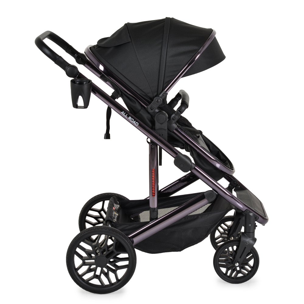 Carucior convertibil 2in1 Moni All Road Black cu Cadru din aluminiu galvanizat,Roti rezistente cu suspensii,Spatar reglabil,Maner reglabil 6 pozitii inaltime,Copertina XXL,Husa picioare si suport pahar incluse,Pana la 4 ani - 3
