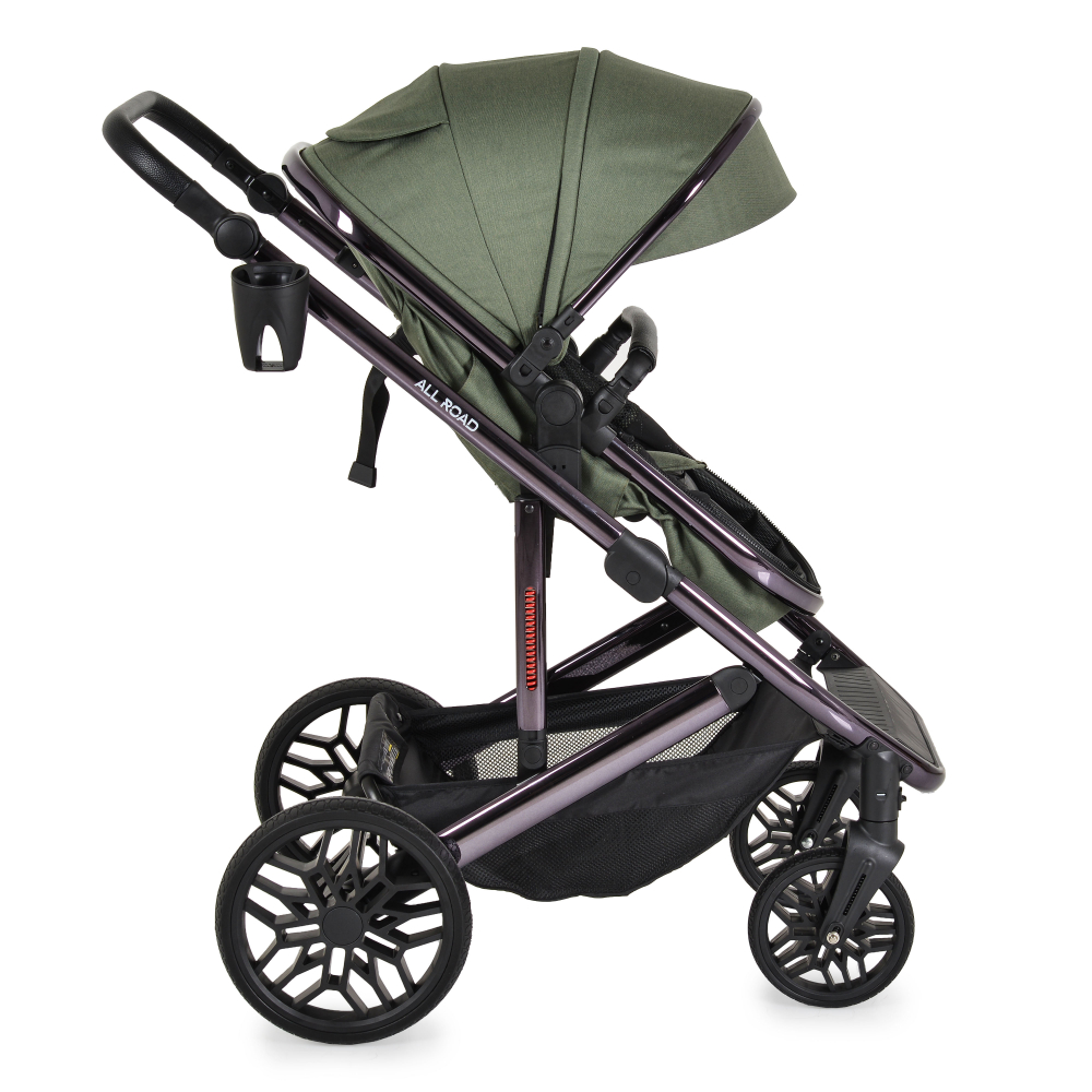 Carucior convertibil 2in1 Moni All Road DarkGreen cu Cadru din aluminiu galvanizat,Roti rezistente cu suspensii,Spatar reglabil,Maner reglabil 6 pozitii inaltime,Copertina XXL,Husa picioare+suport pahar incluse,Pana la 4ani - 1