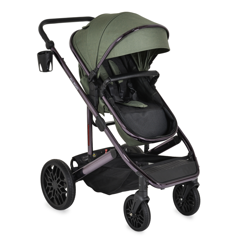 Carucior convertibil 2in1 Moni All Road DarkGreen cu Cadru din aluminiu galvanizat,Roti rezistente cu suspensii,Spatar reglabil,Maner reglabil 6 pozitii inaltime,Copertina XXL,Husa picioare+suport pahar incluse,Pana la 4ani - 3