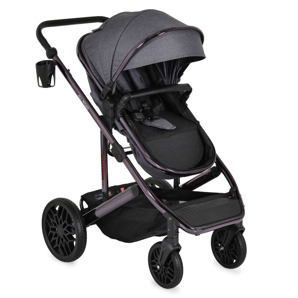 Carucior convertibil 2in1 Moni All Road Grey cu Cadru din aluminiu galvanizat,Roti rezistente cu suspensii,Spatar reglabil,Maner reglabil 6 pozitii inaltime,Copertina XXL,Husa picioare si suport pahar incluse,Pana la 4 ani - 3