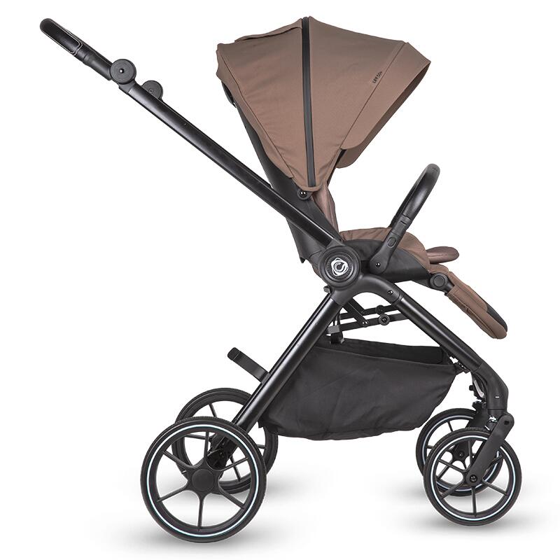 Carucior modular 2 in 1 Coccolle Serry Light Taupe, Suport de picioare reglabil, Suspensie, Huse pentru picioare, Geanta, Adaptoare, Bara de protectie si maner din piele ecologica, Greutate admisa 22 kg - 2
