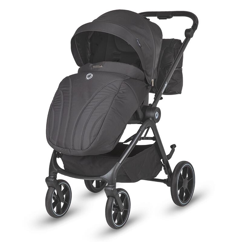 Carucior modular 2 in 1 Coccolle Serry Jet Black + Scoica auto iSize Coccolle Knox Greystone, Suport de picioare reglabil, Suspensie, Huse pentru picioare, Geanta, Adaptoare, Bara de protectie si maner din piele ecologica - 2