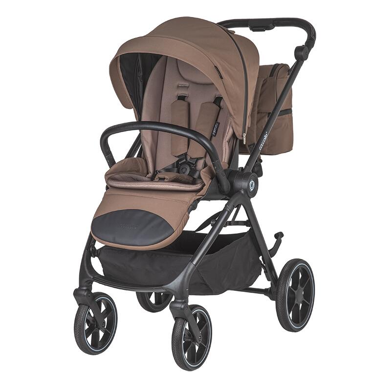 Carucior modular 2 in 1 Coccolle Serry Light Taupe + Scoica auto iSize Coccolle Knox Greystone, Suport de picioare reglabil, Suspensie, Huse pentru picioare, Geanta, Adaptoare, Bara de protectie si maner din piele ecologica - 1