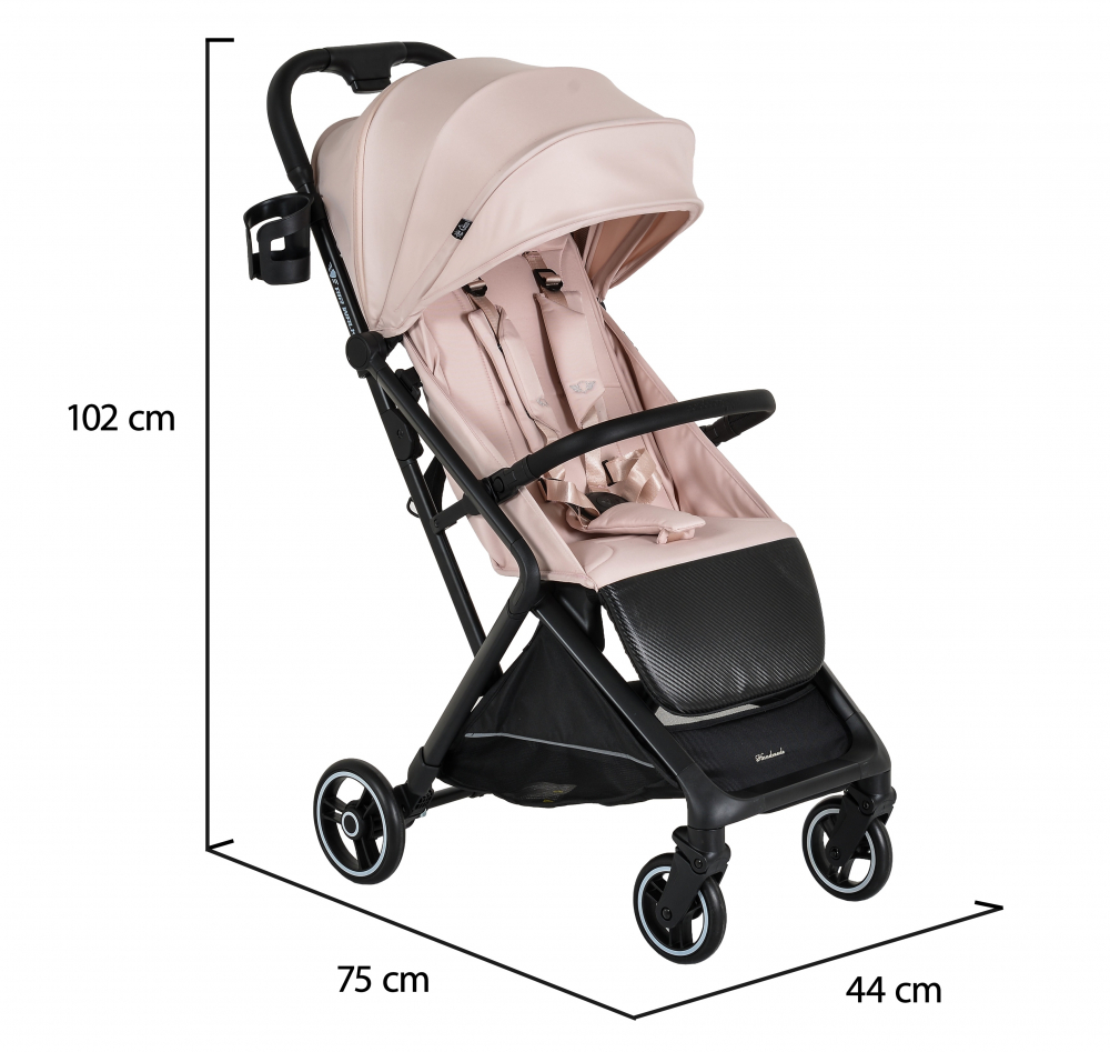 Carucior sport Cangaroo Airwalk Cloud Pink compatibil cabina avion,Pliere automata ultracompacta,Copertina XXL protectie UVUPF 50+ si ventilatie,Suspensii,Spatar reglabil cu pozitie de somn,Centura de siguranta,Suport pahar - 1