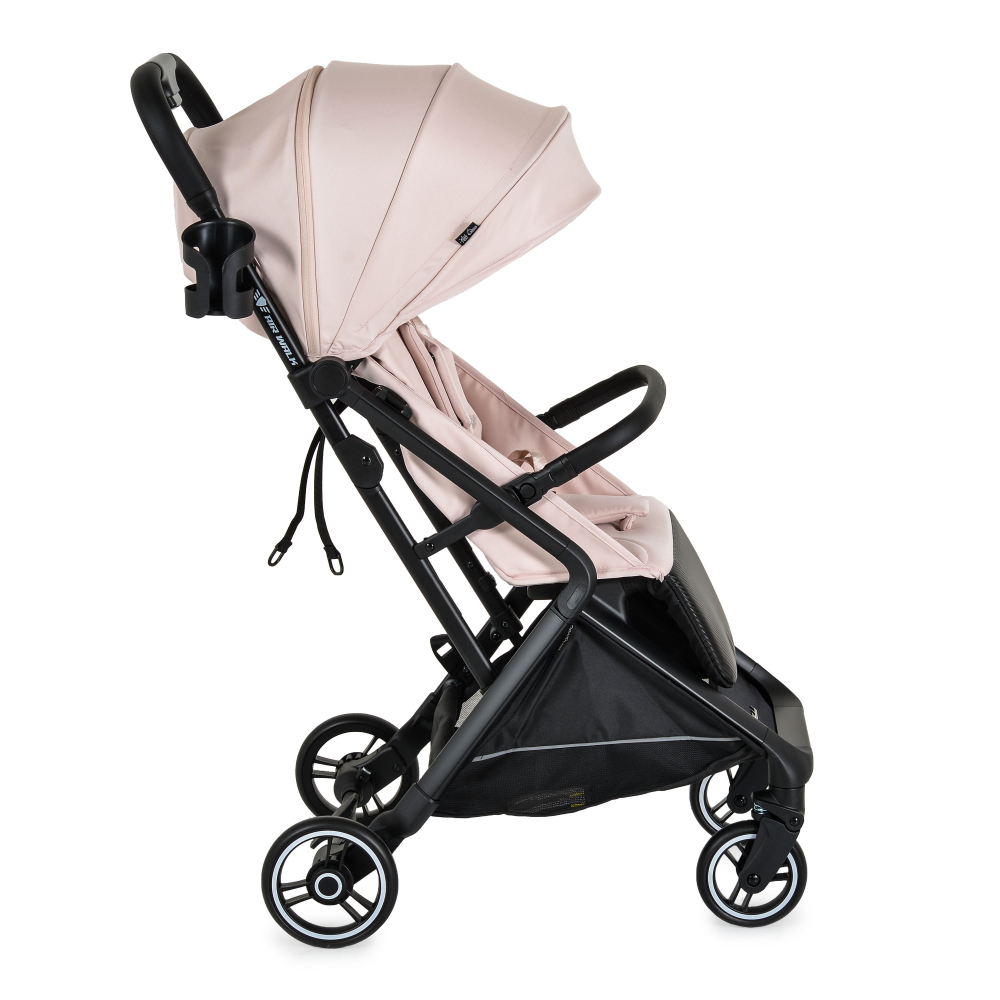 Carucior sport Cangaroo Airwalk Cloud Pink compatibil cabina avion,Pliere automata ultracompacta,Copertina XXL protectie UVUPF 50+ si ventilatie,Suspensii,Spatar reglabil cu pozitie de somn,Centura de siguranta,Suport pahar - 3