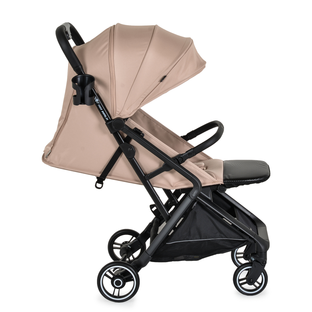 Carucior sport Cangaroo Airwalk Crepe Beige compatibil cabina avion,Pliere automata ultracompacta,Copertina XXL protectie UVUPF 50+ si ventilatie,Suspensii,Spatar reglabil cu pozitie de somn,Centura de siguranta,Suport pahar - 3