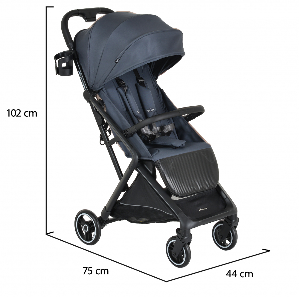 Carucior sport Cangaroo Airwalk Gray Stone compatibil cabina avion,Pliere automata ultracompacta,Copertina XXL protectie UVUPF 50+ si ventilatie,Suspensii,Spatar reglabil cu pozitie de somn,Centura de siguranta,Suport pahar