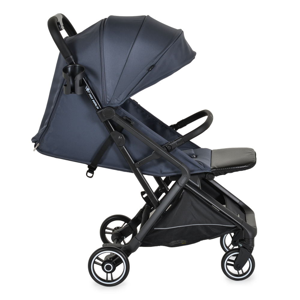 Carucior sport Cangaroo Airwalk Gray Stone compatibil cabina avion,Pliere automata ultracompacta,Copertina XXL protectie UVUPF 50+ si ventilatie,Suspensii,Spatar reglabil cu pozitie de somn,Centura de siguranta,Suport pahar - 2