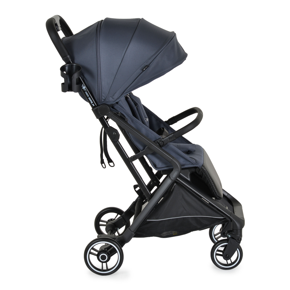 Carucior sport Cangaroo Airwalk Gray Stone compatibil cabina avion,Pliere automata ultracompacta,Copertina XXL protectie UVUPF 50+ si ventilatie,Suspensii,Spatar reglabil cu pozitie de somn,Centura de siguranta,Suport pahar - 3