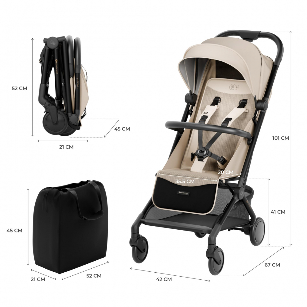 Carucior sport KinderKraft Pilot 2 cu pliere compacta Soft Beige