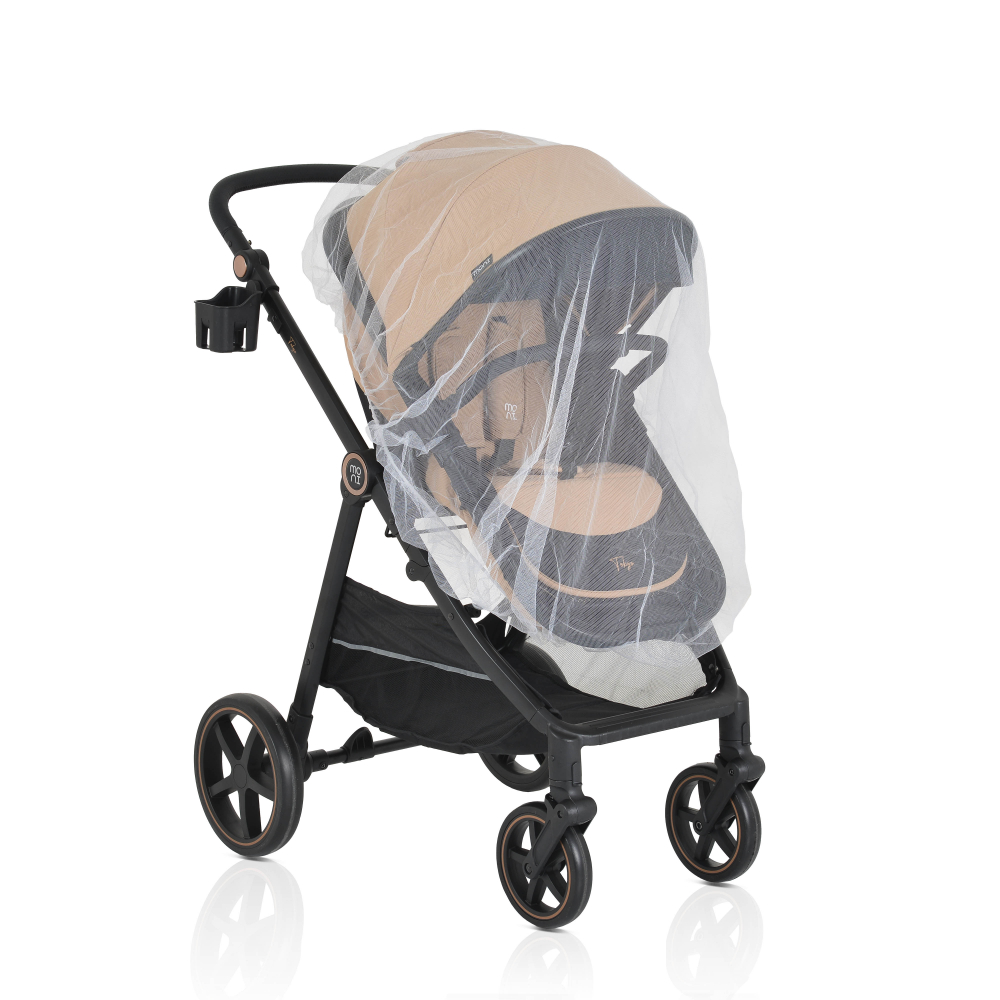 Carucior transformabil 2in1 Moni Tokyo Beige pana la 22 kg,Cadru din aluminiu,Maner parental si Spatar reglabile,Scaun reversibil,Roti spuma EVA pivotante cu amortizor,Baldachin,Husa picioare,Geanta,Plasa insecte,Suport pahar - 2