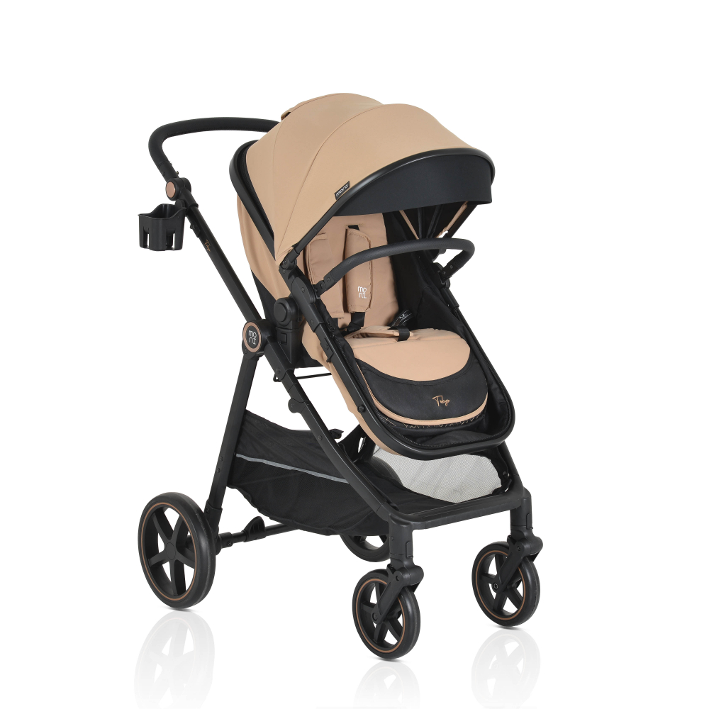Carucior transformabil 2in1 Moni Tokyo Beige pana la 22 kg,Cadru din aluminiu,Maner parental si Spatar reglabile,Scaun reversibil,Roti spuma EVA pivotante cu amortizor,Baldachin,Husa picioare,Geanta,Plasa insecte,Suport pahar - 3