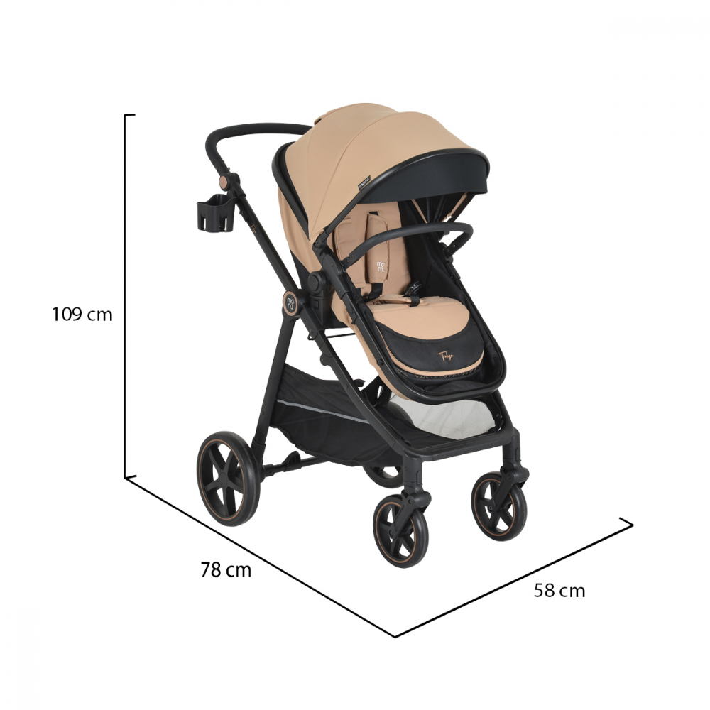 Carucior transformabil 2in1 Moni Tokyo Beige pana la 22 kg,Cadru din aluminiu,Maner parental si Spatar reglabile,Scaun reversibil,Roti spuma EVA pivotante cu amortizor,Baldachin,Husa picioare,Geanta,Plasa insecte,Suport pahar - 4