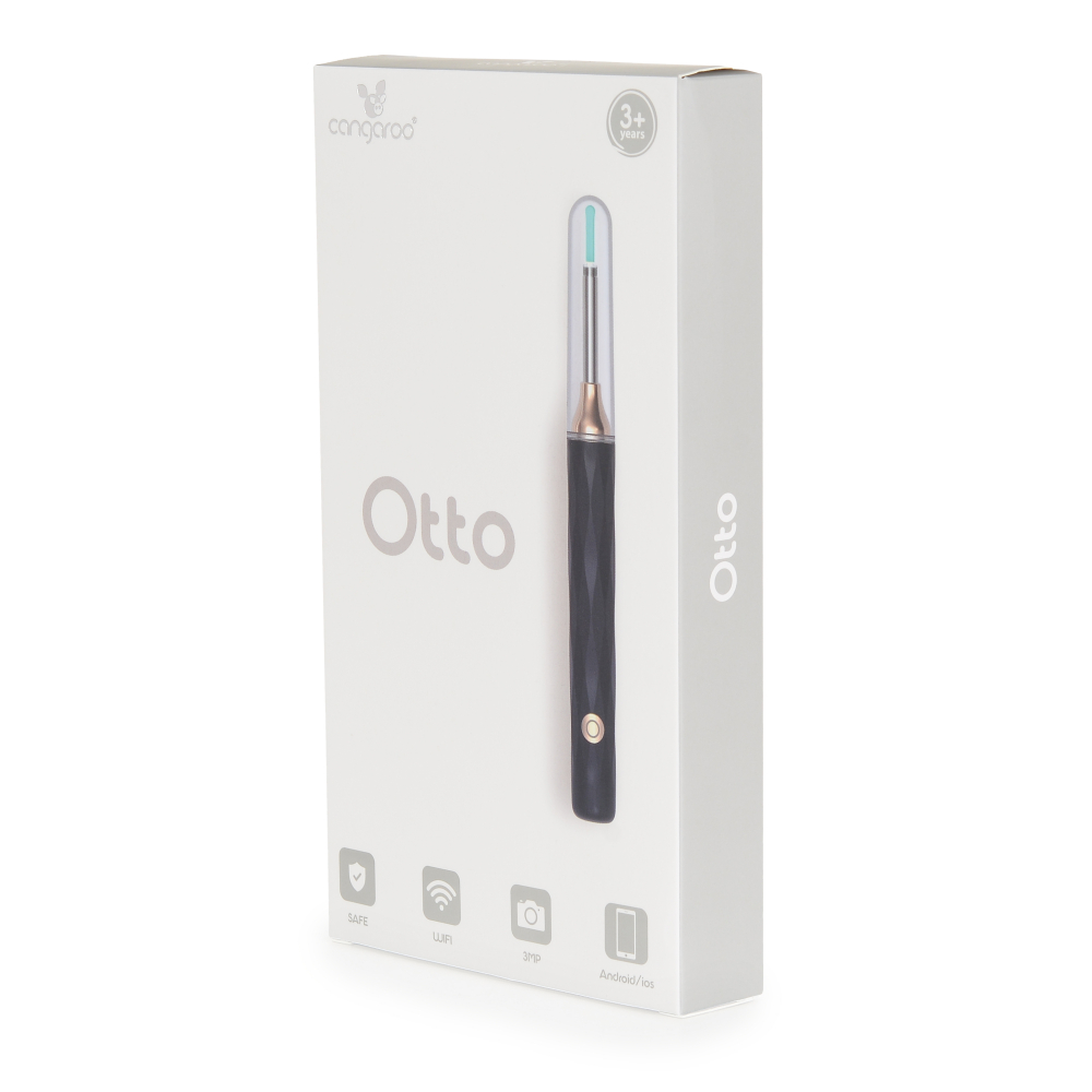 Dispozitiv pentru curatare si analizare ureche Cangaroo Otto compatibil cu iOSAndroid,Functie fotografii si inregistrare videoclipuri in timp real,6 lumini LED,Baterie litiu-ion,Accesorii si cutie depozitare incluse