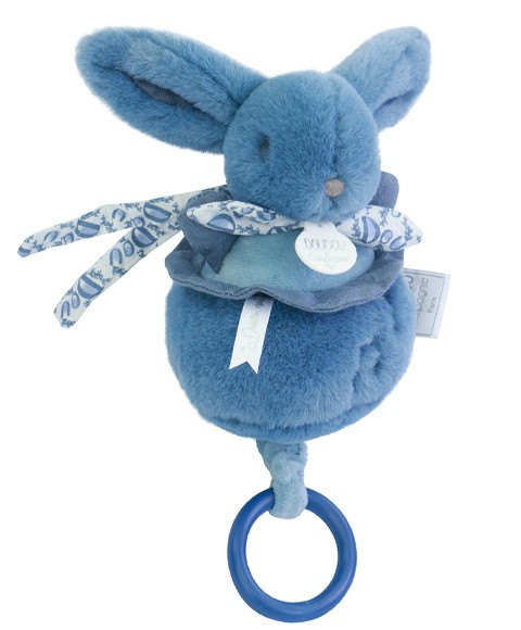 Iepuras muzical Doudou Albastru 20 cm pentru patut sau carucior - 4