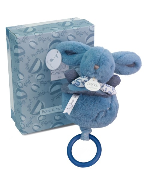 Iepuras muzical Doudou Albastru 20 cm pentru patut sau carucior - 3