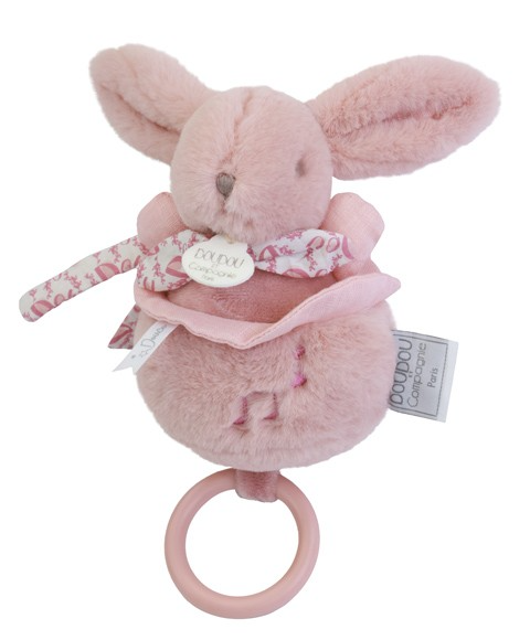 Iepuras muzical Doudou Roz 20 cm pentru patut sau carucior - 4