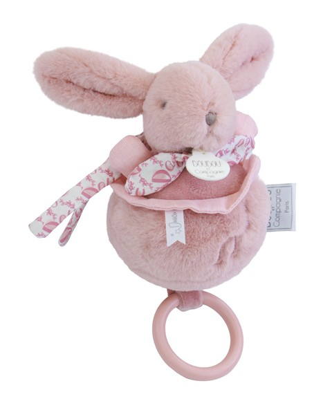 Iepuras muzical Doudou Roz 20 cm pentru patut sau carucior - 2