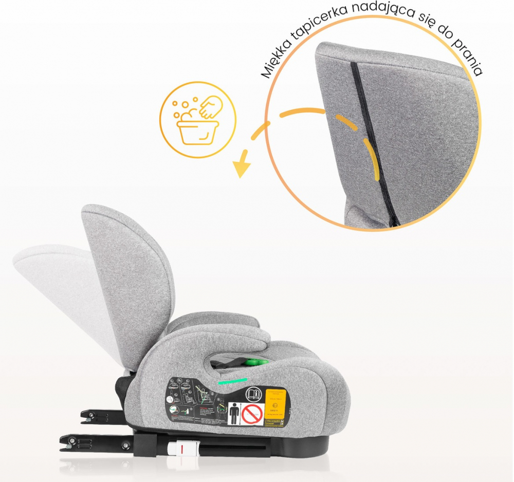 Inaltator auto copii Caretero Irbis I-Size Black 125-150 cm, Fixare cu isofix, Centura de ghidaj, Spatar reglabil si detasabil, Husa lavabila, Cotiere, Omologat R129 - 1