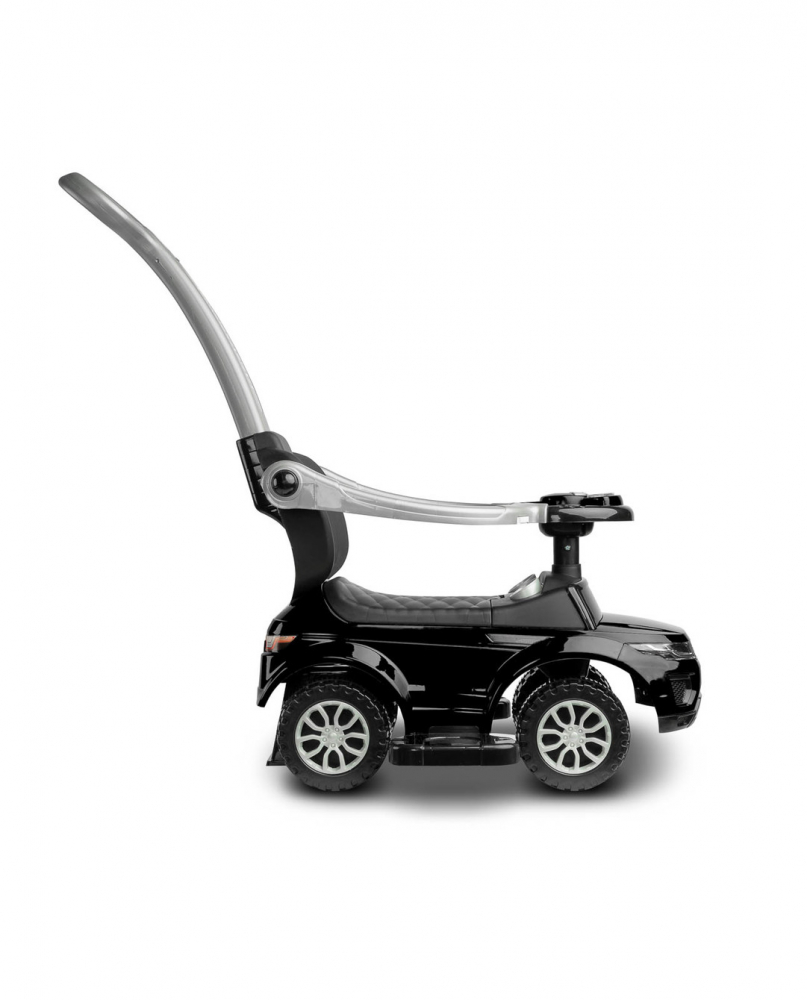 Masinuta Ride On fara pedale 3in1 Toyz Sport Car Black cu maner parental,Bara de protectie detasabila,Volan cu sunete si lumini,Spatiu de depozitare,Sistem antirasturnare,Spatar inalt,Siport picioare,Recomandata de la 12 luni - 2