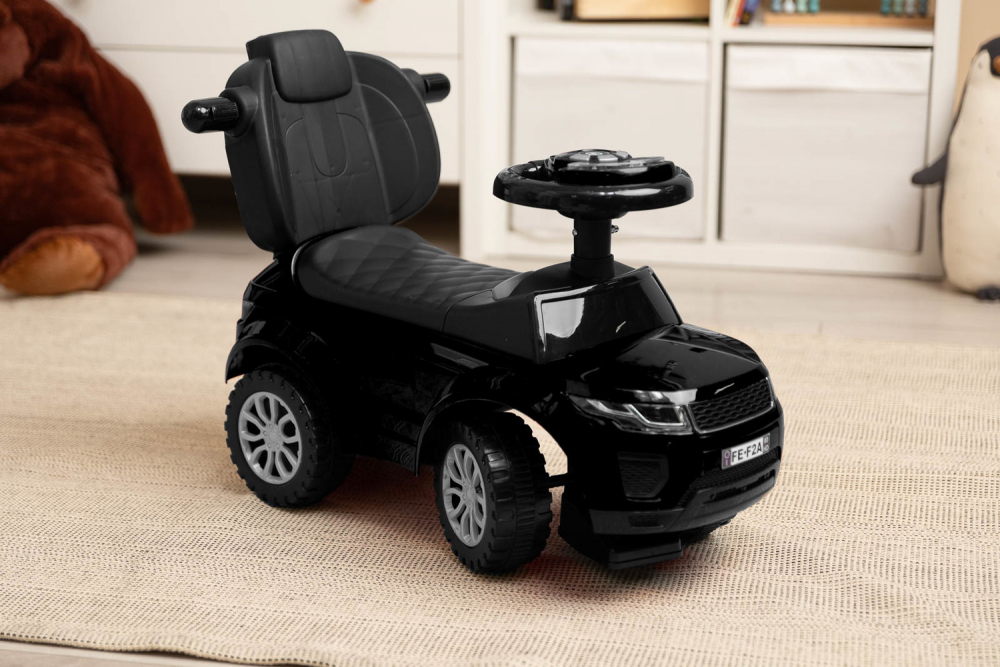 Masinuta Ride On fara pedale 3in1 Toyz Sport Car Black cu maner parental,Bara de protectie detasabila,Volan cu sunete si lumini,Spatiu de depozitare,Sistem antirasturnare,Spatar inalt,Siport picioare,Recomandata de la 12 luni - 3