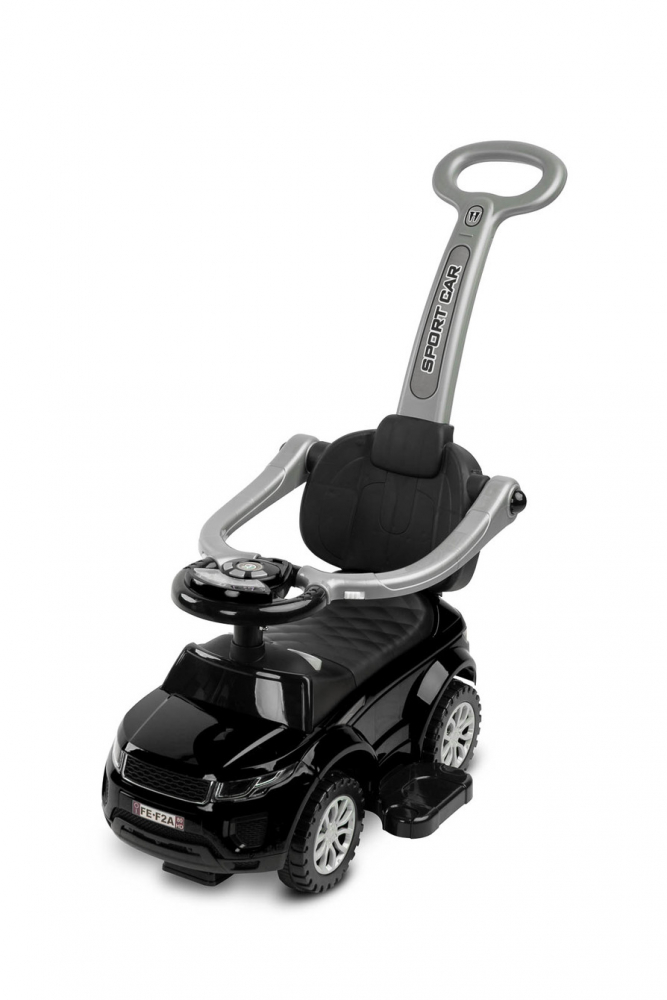 Masinuta Ride On fara pedale 3in1 Toyz Sport Car Black cu maner parental,Bara de protectie detasabila,Volan cu sunete si lumini,Spatiu de depozitare,Sistem antirasturnare,Spatar inalt,Siport picioare,Recomandata de la 12 luni - 7