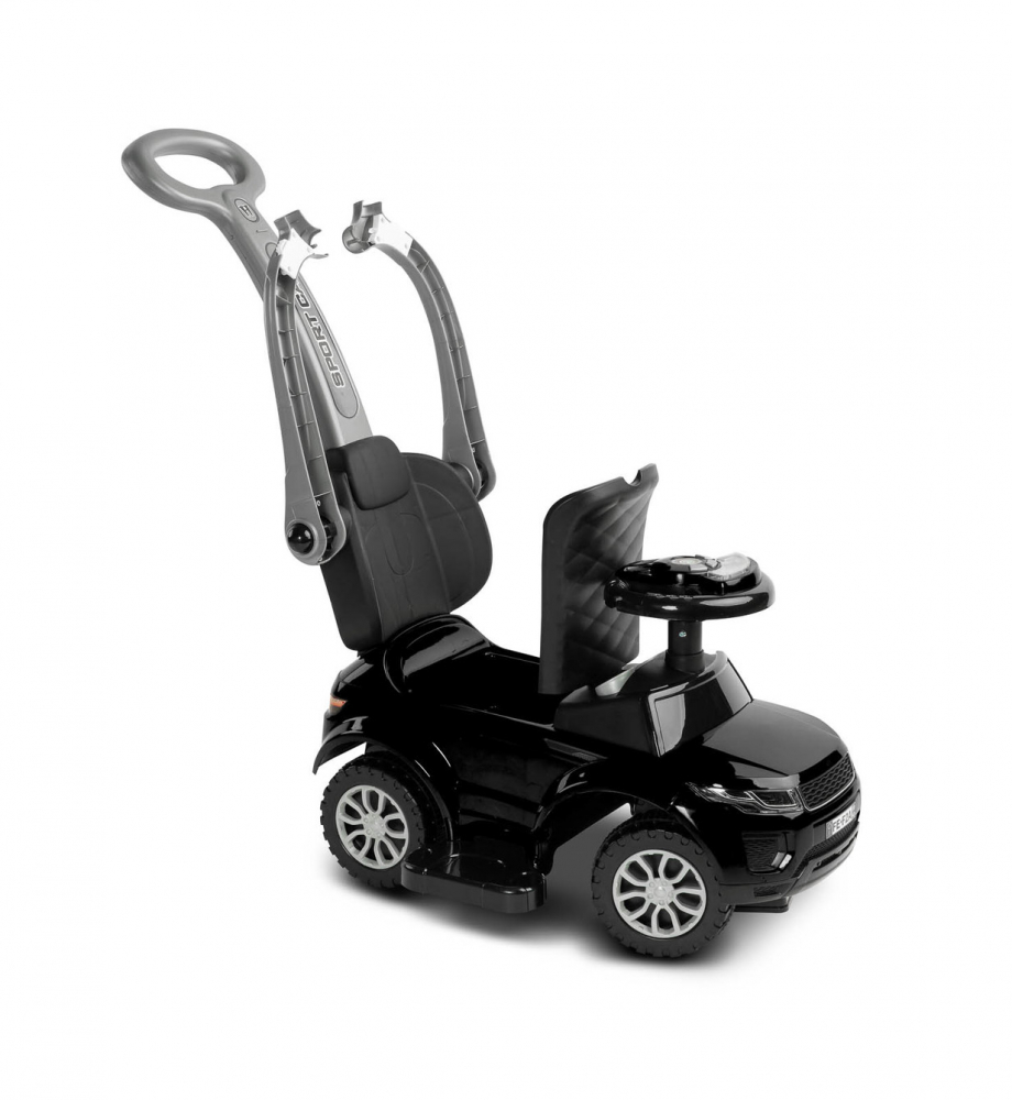 Masinuta Ride On fara pedale 3in1 Toyz Sport Car Black cu maner parental,Bara de protectie detasabila,Volan cu sunete si lumini,Spatiu de depozitare,Sistem antirasturnare,Spatar inalt,Siport picioare,Recomandata de la 12 luni - 11